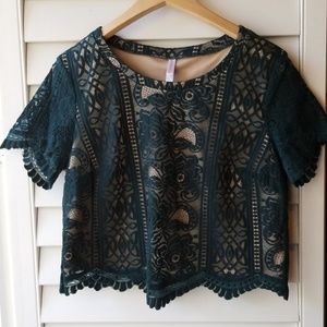 Forest Green Lace Crop Top